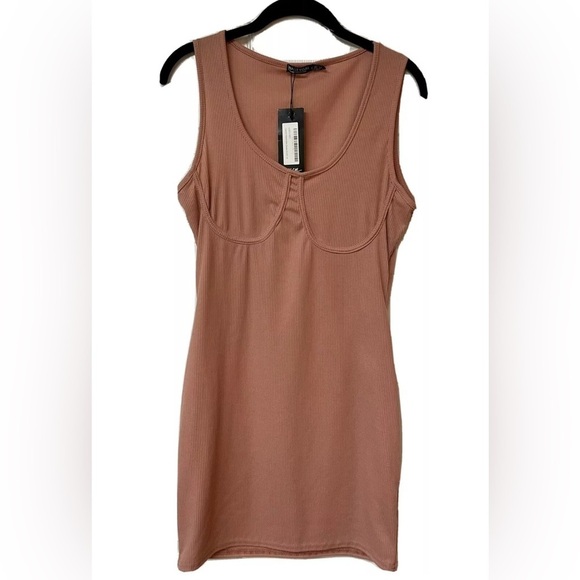 NWT Nasty Gal Sleeveless Mini Dress in Blush/Tan Size 10 flirty, feminine - Picture 1 of 6